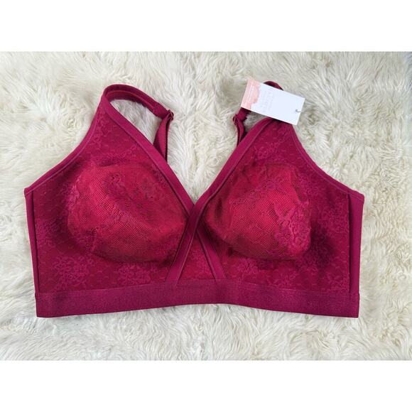 Cacique Other - Cacique Unlined Full Coverage No-Wire Bra New Size 42DDD Burgundy Red LACE